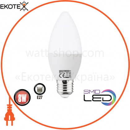 Лампа свеча SMD LED 8W 6400K E27 800Lm 175-250V /10/100