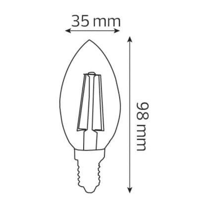Світлодіодна лампа FILAMENT CANDLE-4 4W Е14 2700К, Horoz Electric, 001-013-0004-010