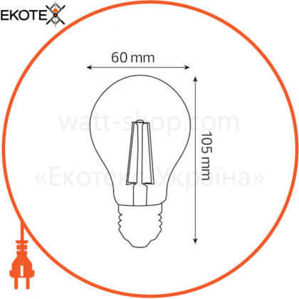 Лампа филамент LED 6W А60 Е27 2700К 650Lm 220-240V/100