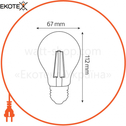 Лампа філамент LED 10W А60 Е27 2700К 1200Lm 220-240V/100