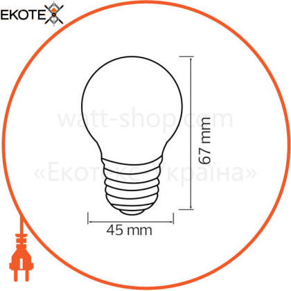 Лампа шарик SMD LED 1W E27 34Lm 220-240V красная/10/250