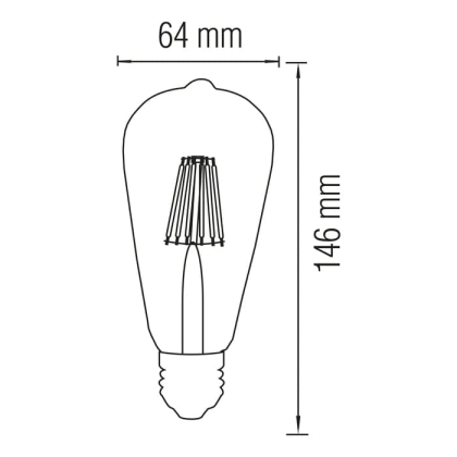 Світлодіодна лампа Filament RUSTIC VINTAGE-6 6W E27, Horoz Electric, 001-029-0006-010