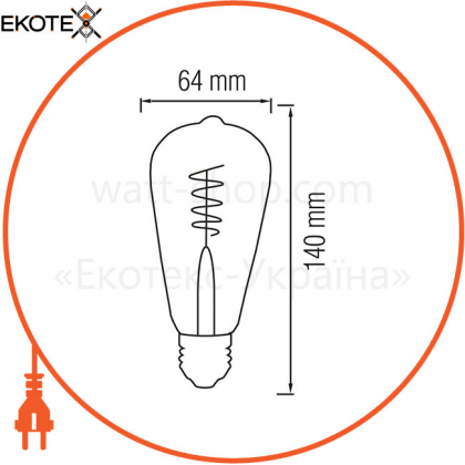 Лампа філамент LED Вінтаж-S 6W Е27 2000К 550Lm 220-240V/50