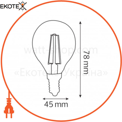 Лампа філамент LED 4W шарік Е14 4200К  450Lm 220-240V/100