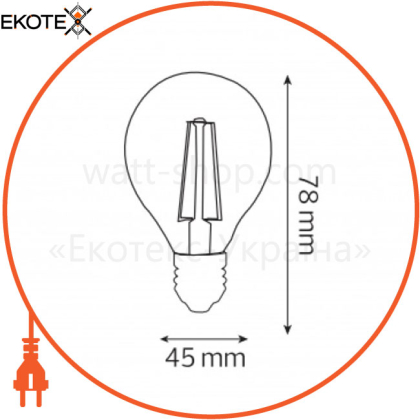 Лампа філамент LED 4W шарік Е27 2700К  450Lm 220-240V/100