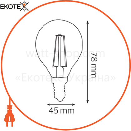 Лампа філамент LED 6W шарік Е14 2700К  700Lm 220-240V/100