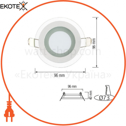 Світлодіодний світильник LED 6W 4200K 480Lm 165-260V d-96мм білий кругл./1/50