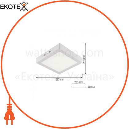 Светильник накладной LED 28W 6400K 1960Lm 100 265V 283мм белый квадратный/1/10