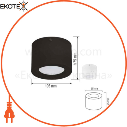 Светильник накладной LED 5W 4200K 350Lm 185-264V d-105мм h-75мм черный кругл./1/50