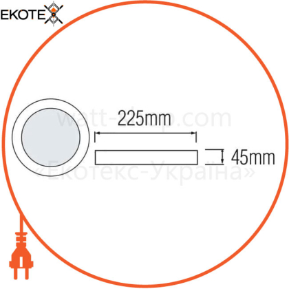 Накладной светильник CARLA-32 LED 32W 6400K 3420Lm 100-265V d-225*h45мм белый кругл./1/20