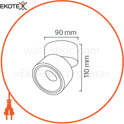 Светильник накладной поворот. LED 15W 4200K 1200Lm 100-265V d-100мм h-100мм черный кругл./1/30