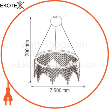 Люстра LED 32W 4000K 2240Lm 180-260V 500х1200мм хрусталь/1