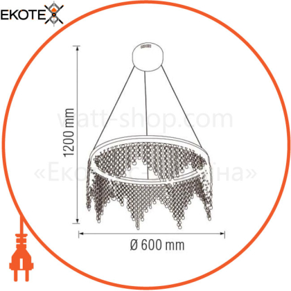 Люстра LED 38W 4000K 2660Lm 180-260V 600х1200мм хрусталь/1