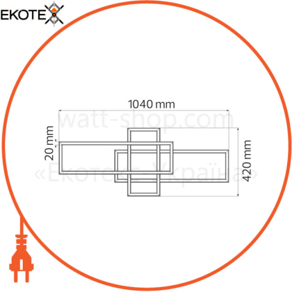 Люстра LED 36W 4000K 2160Lm 180-240V 1040x420мм чорна/1