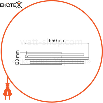 Люстра LED 30W 4000K1800Lm 180-240V 650х130мм чорна/1/12