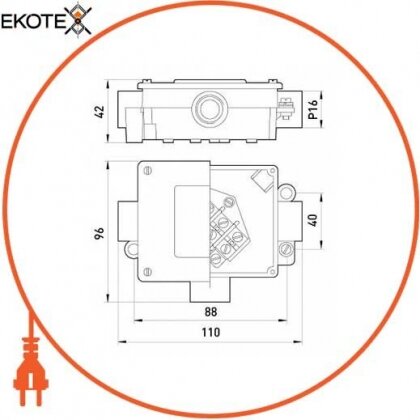 Коробка розподільна меаллическая Р16/3, IP 44, 400 B, 5*4, Enext, 20