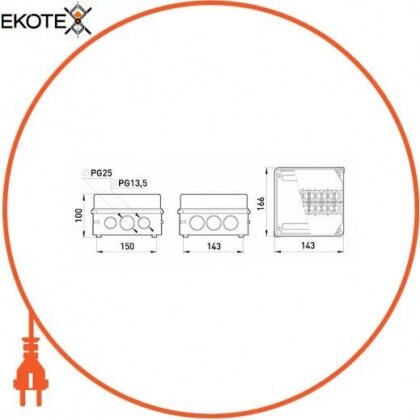 Enext 39 коробка распределительная пластиковая 6, ip44, 380 в, 5*25