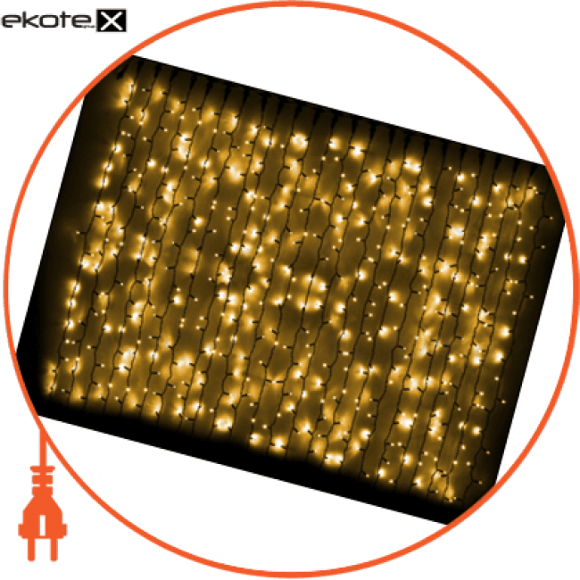 Delux 10008238 гирлянда внешняя curtain желтая проволока черный