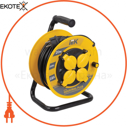 Котушка УК20 з термозахистом 4 місця 2P+PE/20м 3х1,5мм2 IP44 INDUSTRIAL PLUS IEK, IEK, WKP15-16-04-20-44
