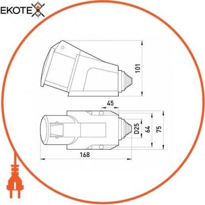 Силова розетка стаціонарна 3Р+Z, 400В, 16А, IP44, Enext, 47