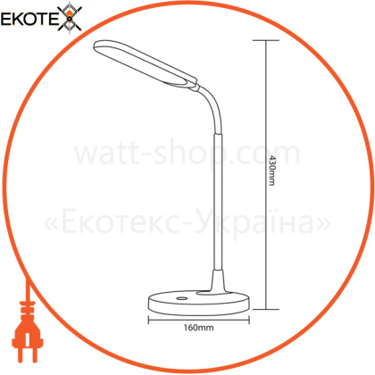 Настольная лампа аккумуляторная LED 8W 120-160/2-4Lm 3000-4500-6000K 3,7V/1800mAh белая/1/12