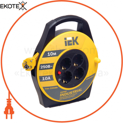 Котушка УК10 з термозахистом 4 місця 2P+PE/10м 3х1,0мм2 INDUSTRIAL IEK, IEK, WKP14-10-04-10