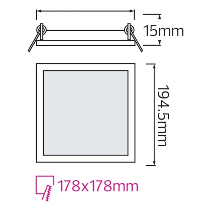 Світлодіодний світильник врізний Slim/Sq-15 15W 6400K, Horoz Electric, 056-005-0015-020