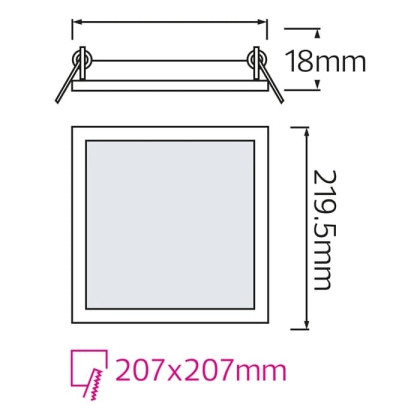 Світлодіодний світильник врізний Slim/Sq-18 18W 4200К, Horoz Electric, 056-005-0018-030