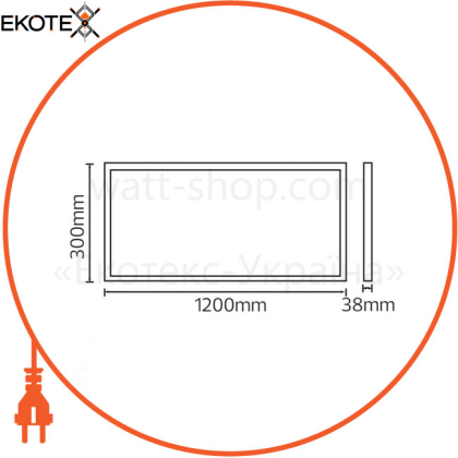 Панель накладна LED 48W 6400K 4400Lm 175-265V 300x1200x38мм. Біла/1/6