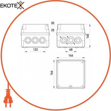 Коробка розподільна пластикова Z1 W IP 55 (166*166*140), Enext, 58