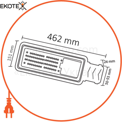 Світильник консольний SMD LED 100W 6400K 11680Lm 100-265V IP65 462x139мм. d-50-55 чорний/20