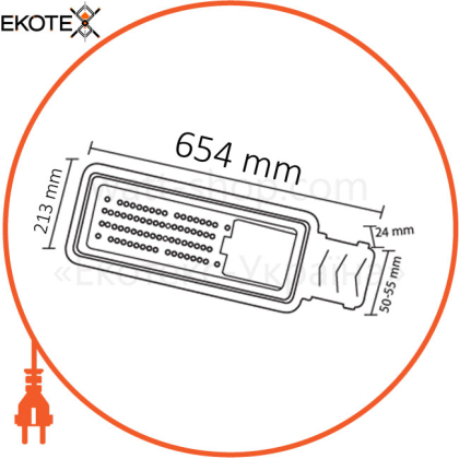 Светильник консольный SMD LED 200W 6400K 23550Lm 100-265V IP65 654x213мм. d-50-55 черный/10