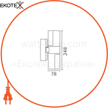 Світильник садово-парк. LED 2х7W 4200K 1260Lm 85-265V IP54 настінний чорний/10