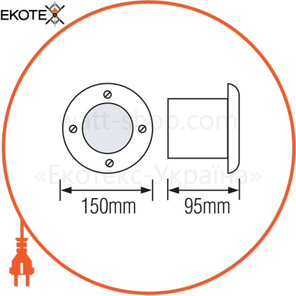 Светильник тротуарный LED 9W 900Lm 85-265V IP67 d-150мм.круглый мат.хром/12