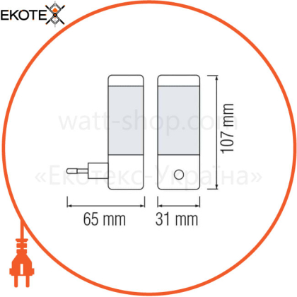 Нічник LED 0,4W 25Lm 220-240V 31x107мм. циліндр синій/200