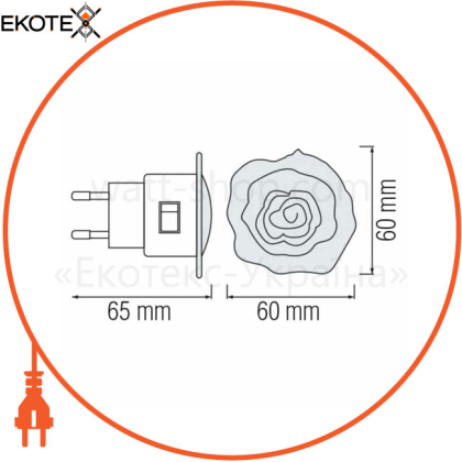 Ночник LED 0,4W 25Lm 220-240V 60x60мм. цветок синий/200