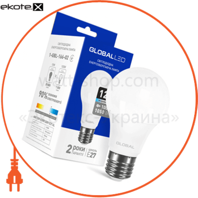 Global 1-GBL-166-02 лампа светодиодная a60 12w 4100k 220v e27 al
