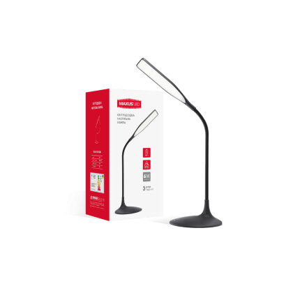 Розумна настільна лампа Maxus DKL 6W (акумулятор, діммінг) чорна квадрат, Maxus, 1-DKL-002-01