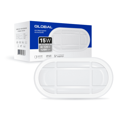 Антивандальний LED-світильник GLOBAL 1-GBH-03-1550-E 15W 5000K, Global, 1-GBH-03-1550-E