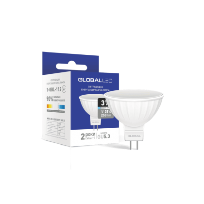 LED лампа Global MR16 3W яскраве світло GU5.3 (1-GBL-112), Global, 1-GBL-112