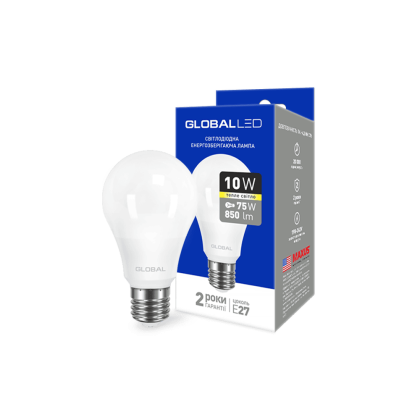 LED лампа GLOBAL A60 10W тепле світло E27 (1-GBL-163), Global, 1-GBL-163