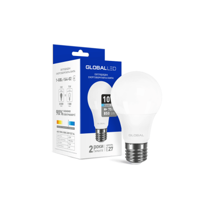 LED лампа Global A60 10W яскраве світло 220V E27 (1-GBL-164-02), Global, 1-GBL-164-02