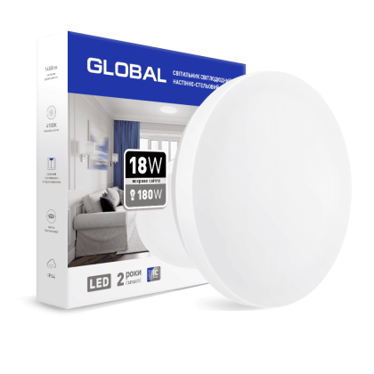 Накладний світильник GLOBAL 18W 4100К (захист IP44) коло, Global, 1-GCL-1841-01-C