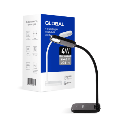 Настільна лампа GLOBAL DL-02 4W 4100K чорна, Global, 1-GDL-02-0441-BL