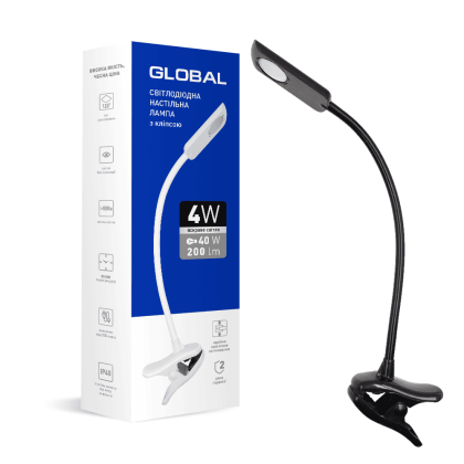 Настільна лампа GLOBAL DL-03 4W 4100K чорна, Global, 1-GDL-03-0441-BL