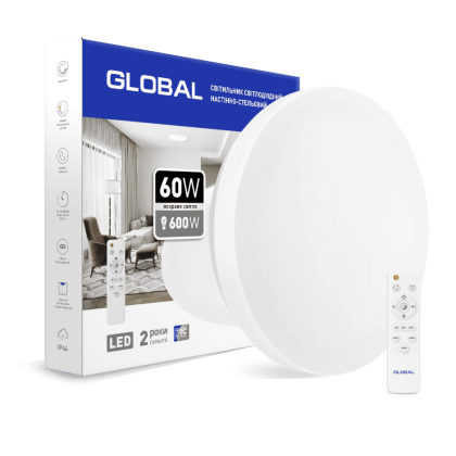 Розумний світильник Global 60W (пульт, діммінг, нічник, CCT 3000-6500K, IP44) коло, Global, 1-GFN-60TW-01-C