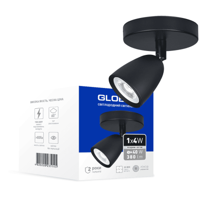 Світильник світлодіодний GSL-01C GLOBAL 4W 4100K чорний, Global, 1-GSL-10441-CB