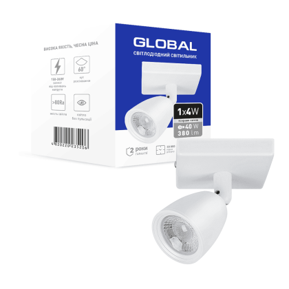 Світильник світлодіодний GSL-01S GLOBAL 4W 4100K білий, Global, 1-GSL-10441-SW
