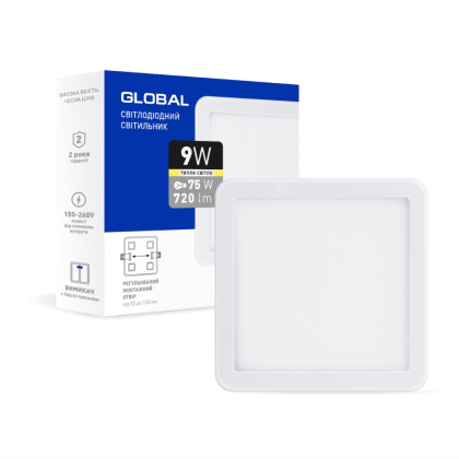 LED-світильник точковий врізний GLOBAL SP adjustable 9W, 3000K (квадрат), Global, 1-GSP-01-0930-S
