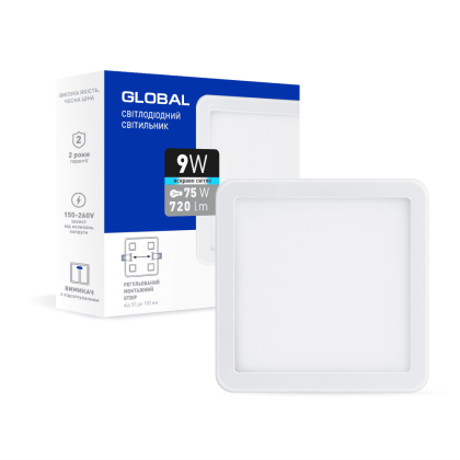 LED-світильник точковий врізний GLOBAL SP adjustable 9W, 4100K (квадрат), Global, 1-GSP-01-0941-S